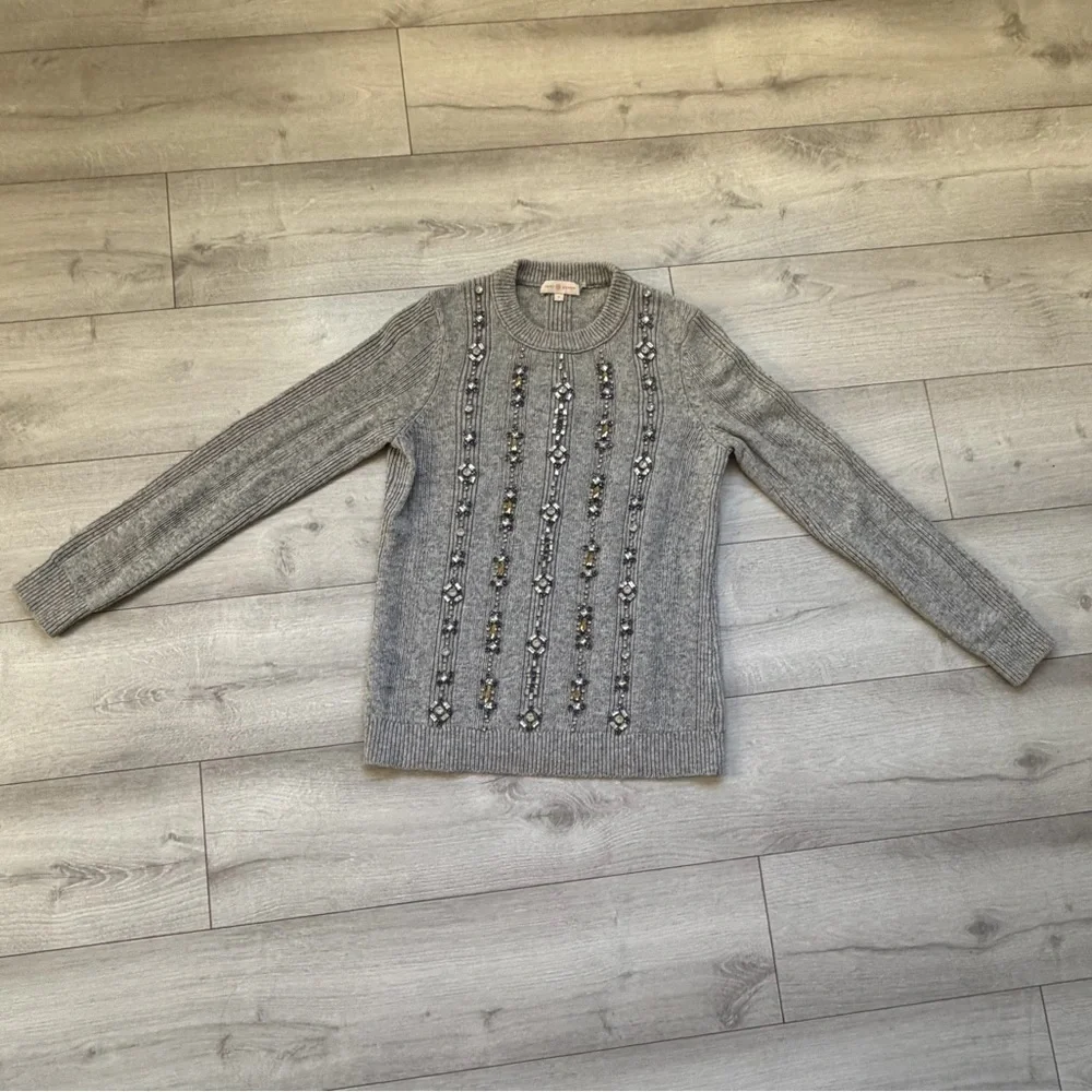 Tory Burch Gray Embellished Women's Sweater M